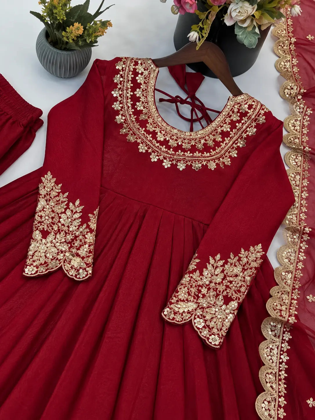 Maroon Sequins Embroidered Suit Doremon Crush Kalyanja KU275 – Dupatta Detail